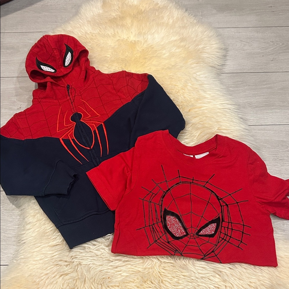 Marvel Red and Black Spider-Man Kids Matching Hoodie and T-Shirt